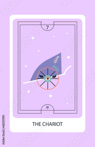 Tarot card major The Chariot. Hand drawn vector illustration.
