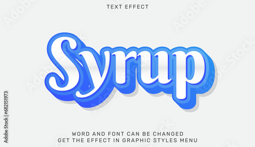 Syrup text effect template in 3d design