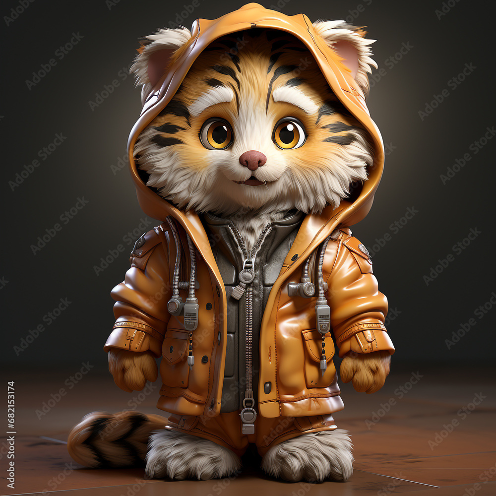 3d tiger wearing clothes