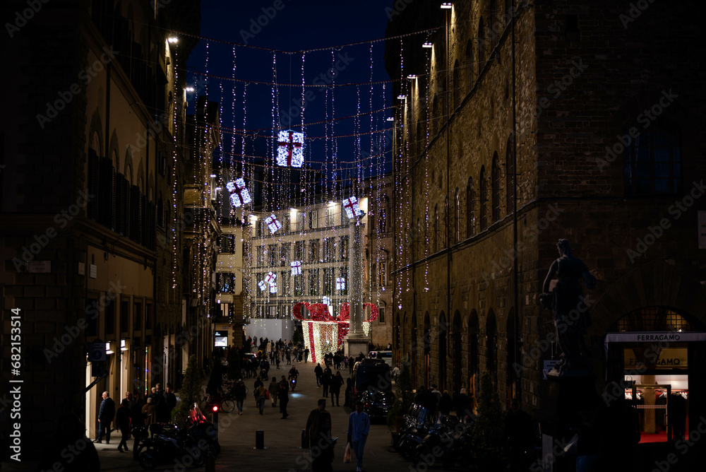 First Christmas lights in Florence, Italy