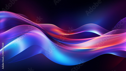 Abstract futuristic background with blurry glowing wave and neon lines