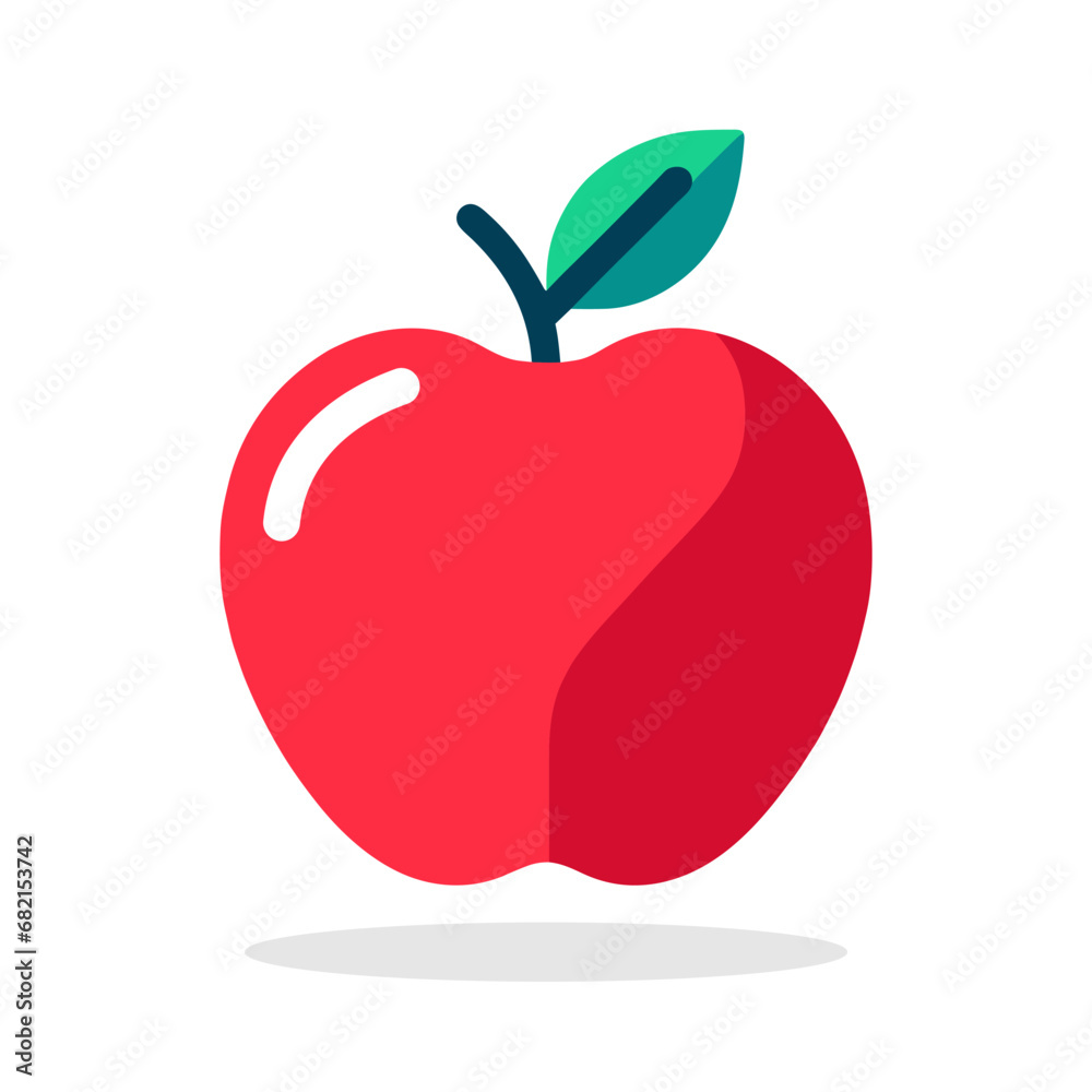Fototapeta premium Apple icon. Red symbol of apple in flat style. Vector illustration