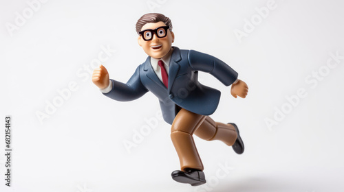 Running Happy Businessman, manager, CEO, Executive Officer, toy cartoon figurine, Office worker 