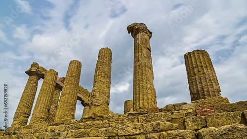 Ruined Ancient Greek Temple - Templo de Juno On Capo Colonna In Calabria, Italy. Timelapse