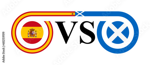 concept between spain vs scotland. vector illustration isolated on white background