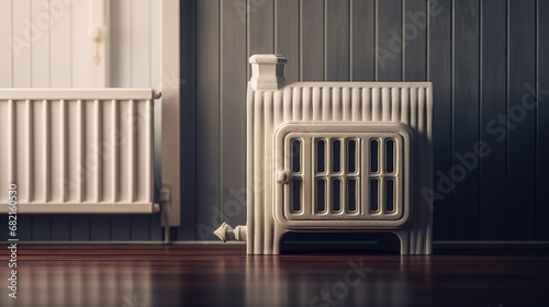 Home heating radiator in the form of house. generative ai photo