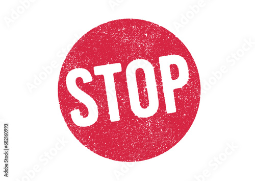Vector illustration of the word Stop in round red ink stamp