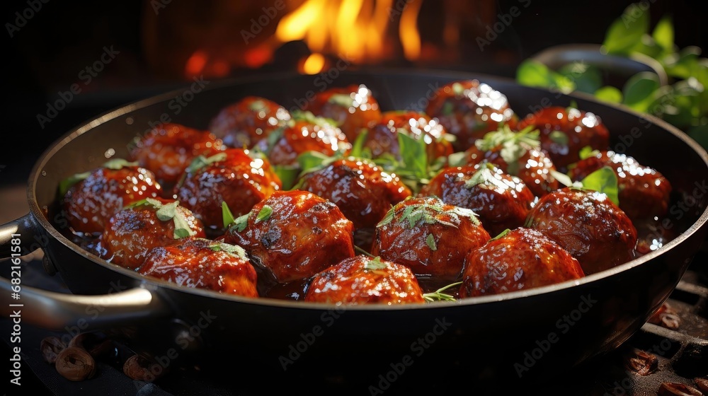 meatballs with melted tomato sauce on a bowl with a black and blur background meatballs with melted tomato sauce on a bowl with a black and blur background