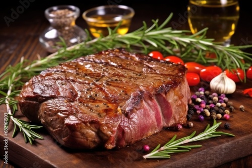 lamb rump steak carefully massaged with garlic and rosemary