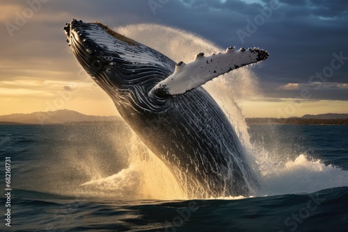 Stunning Scenic Wallpaper Of Breaching Humpback Whale © Anastasiia