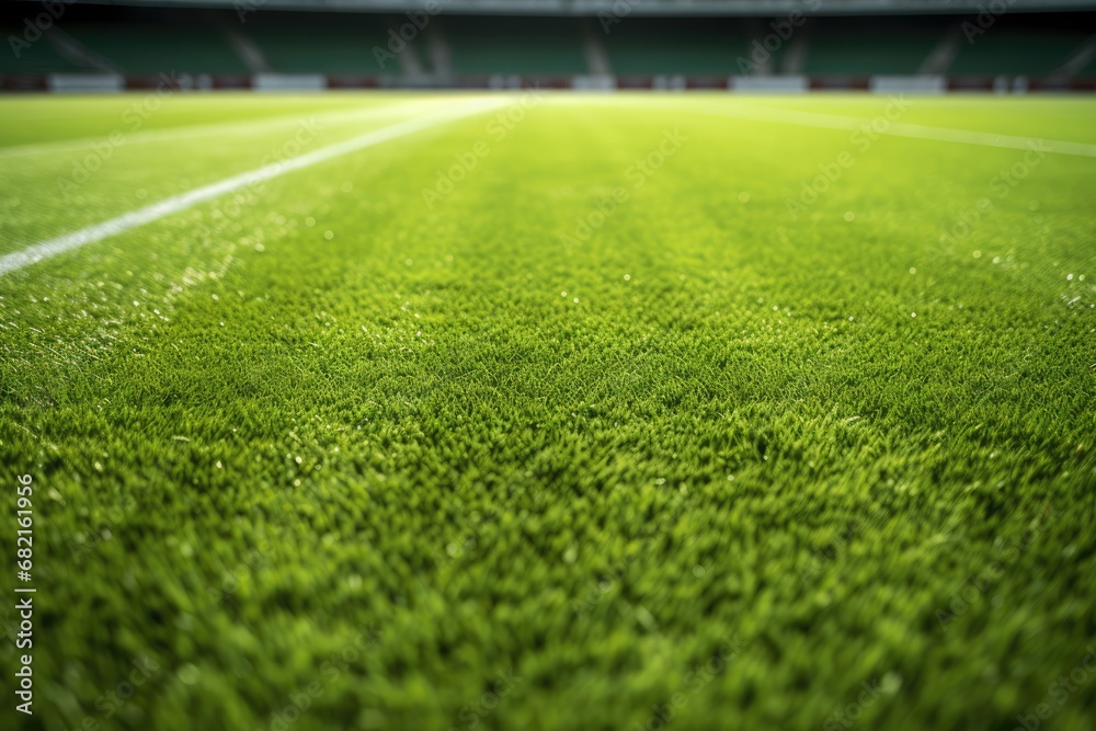 Vibrant Green Lawn In Football Stadium