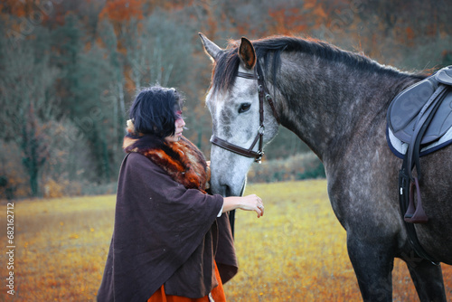 Viking et cheval à l'automne