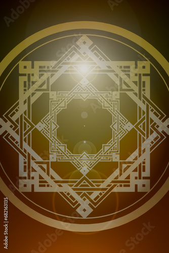 Colorful background with geometric element. Sacred geometry motifs. Vintage decorative elements.
