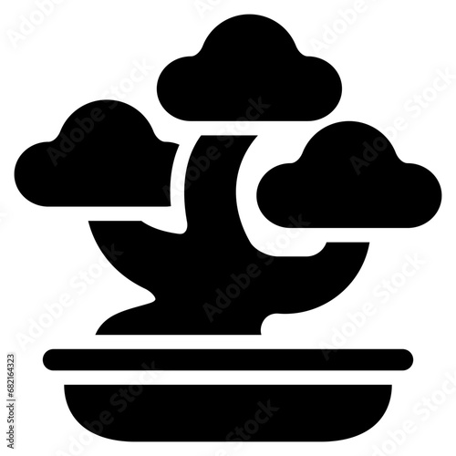 Bonsai icon with glyph style and pixel perfect base. Suitable for website design, logo, app and UI. Based on the size of the icon in general, so it can be reduced.