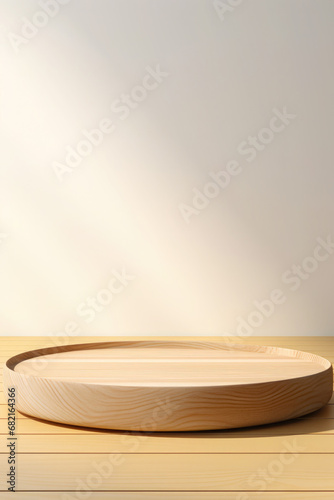 Scene stage decoration for promotion sale or advertising of beauty and spa products and cosmetics. 3d empty minimalistic wooden product display podium