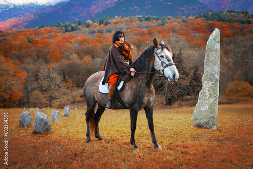 Viking et cheval à l'automne