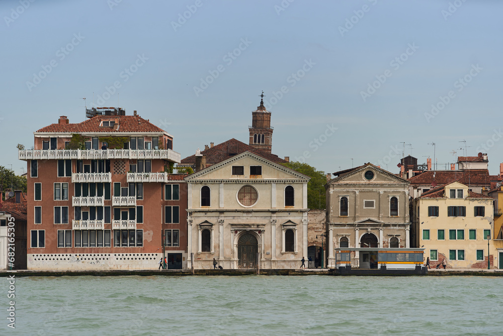 The church of the Saint Spirit (Italian: Chiesa dello Spirito Santo) on Guidecca canal waterfront. Venice - 6 May, 2019 The church of the Saint Spirit (Italian: Chiesa dello Spirito Santo) on Guidecca canal waterfront. Venice - 6 May, 2019