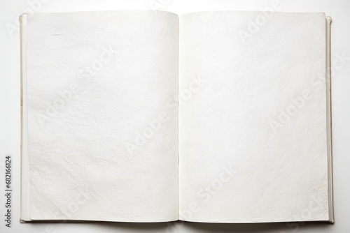 inside view of a blank sketchbook, revealing textured white pages