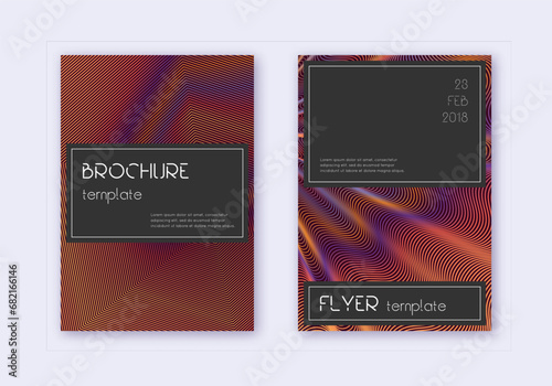 Black cover design template set. Orange abstract l