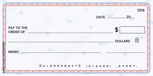 blank cheque Templates for Kids, chequebooks for kids, colorful border, Activities for Kids, educational materials, kindergarten