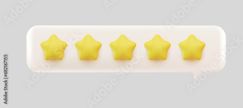 3d bubble rating five stars for best excellent services rating for satisfaction. 3d 5 star for quality customer rating feedback concept from client employee, product review. 3d 5 star vector render