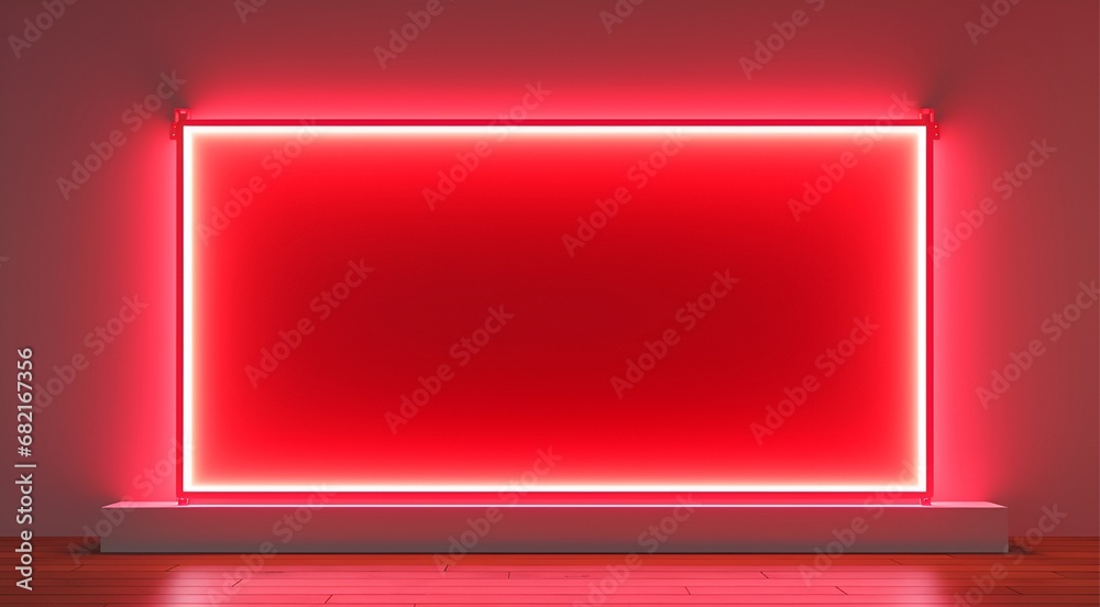 Fototapeta premium red signboard mockup with neon lights