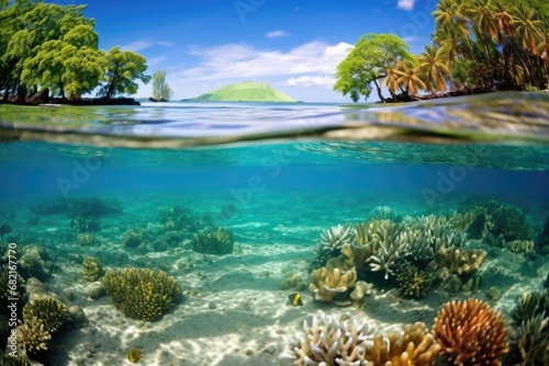 coral reef in a shallow water area