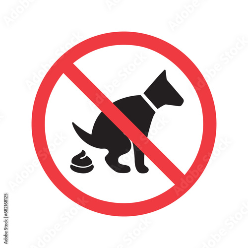 Vector prohibition icon of a pooping dog