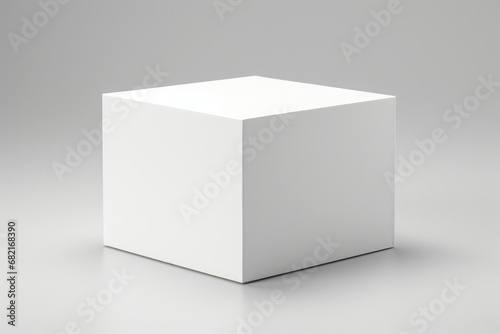 Cardboard White Box 3D On White Background. Сoncept Minimalistic Packaging Design, Product Photography, Creative Presentation, Graphic Design Inspiration © Anastasiia