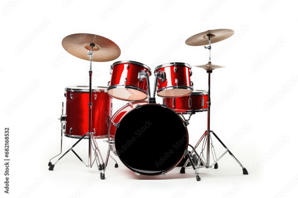 A Red Drum Set On A White Background A Red Drum Set On A White Background