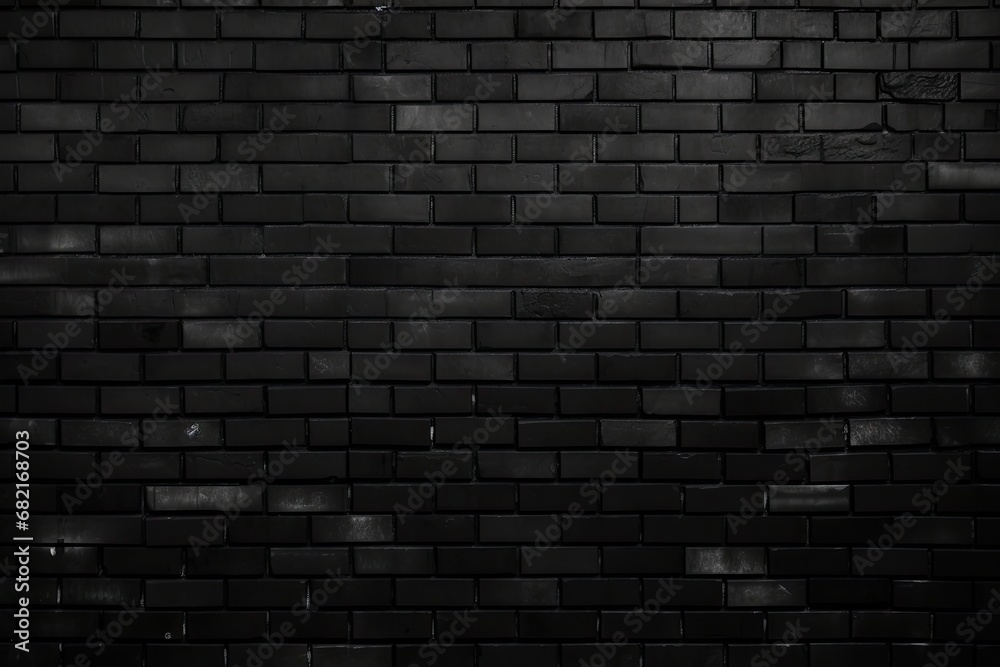 Black brick wall textured background. loft interior design.