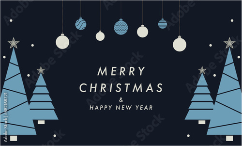 クリスマスバナー　フレームテンプレート　背景　ツリー　オーナメント　おしゃれ