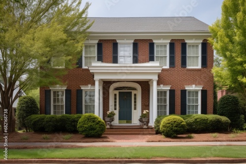 georgian house with dentil molding and red brick exterior