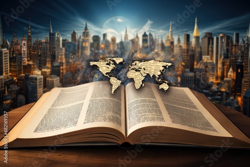Illustration of a world where dictionaries transcend mere word definitions, becoming interactive tools that enhance language learning and understanding
