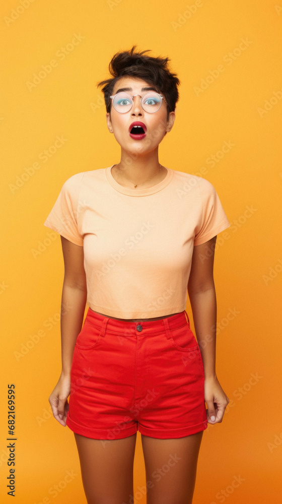 Portrait of a happy and surprised young woman. Portrait of a happy and surprised young woman.