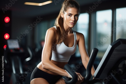 Exercise Bike Woman Working Towards Weight Loss Goal