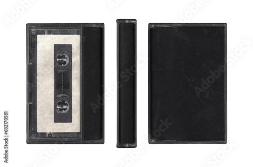 Fotografie Compact music cassette tape in case, in vintage retro Y2K 80’s, 90’s style, isol
