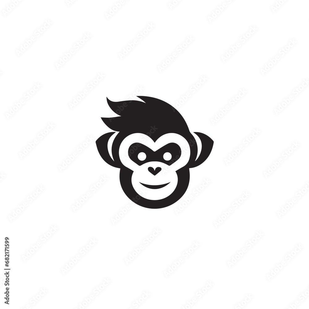 Monkey face in cartoon, doodle style. Isolated 2d vector illustration in logo, icon style, Eps 10. AI Generative