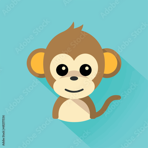 Monkey face in cartoon, doodle style. Isolated 2d vector illustration in logo, icon style, Eps 10. AI Generative photo