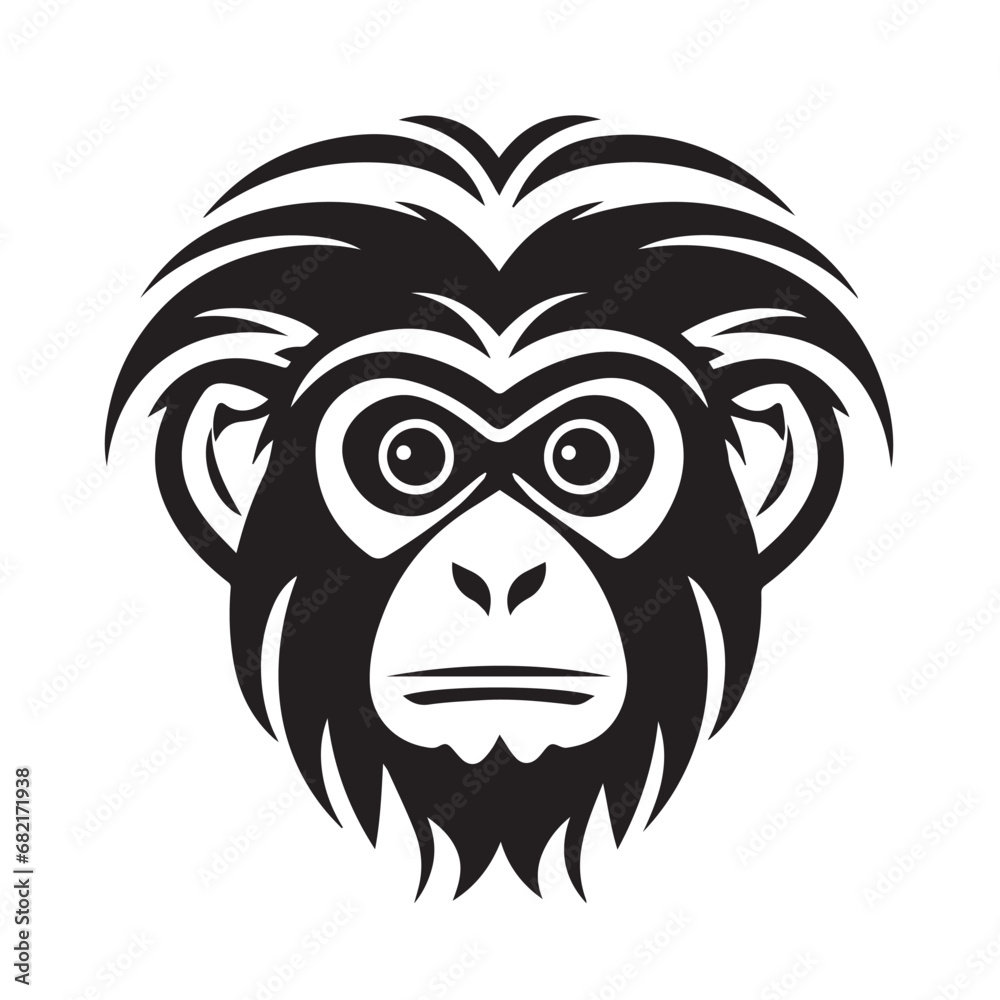 Monkey face in cartoon, doodle style. Isolated 2d vector illustration in logo, icon style, Eps 10. AI Generative