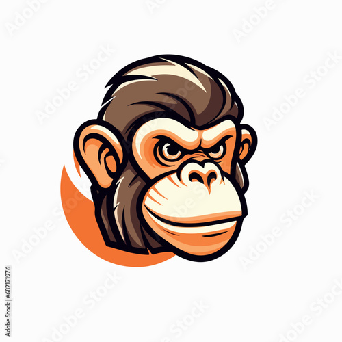 Monkey face in cartoon, doodle style. Isolated 2d vector illustration in logo, icon style, Eps 10. AI Generative photo