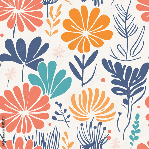 Simple seamless pattern for design with floral ornament.