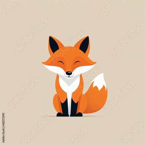 5. An illustration of a smiling, expressive character of a young fox.  a pleasant smile. Generative AI photo