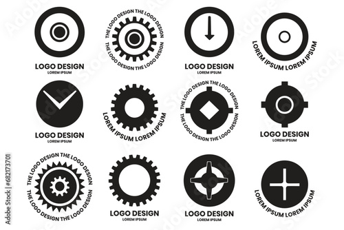Modern gear and circle logo in minimalist style