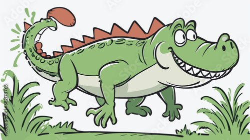 Crocodile cartoon character illustration vector image. Aligator wild design graphic design image