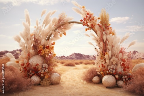 A Vivid Oasis Amidst the Arid Sands  A Desert Painting Blooming with Color and Texture