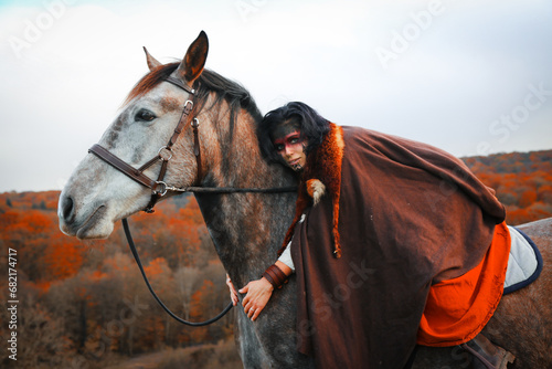 Viking et cheval à l'automne