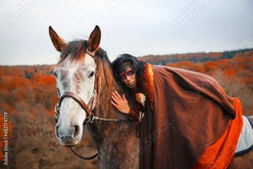 Viking et cheval à l'automne