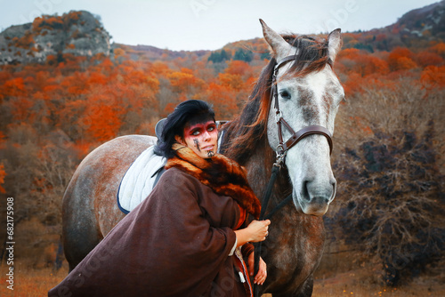 Viking et cheval à l'automne