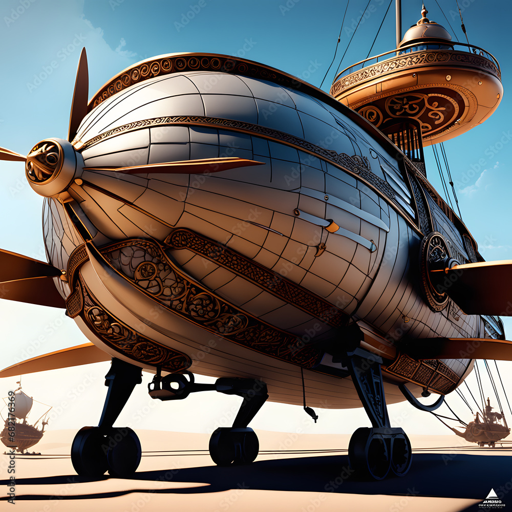 Naklejka premium airship at sky, AI-Generatet